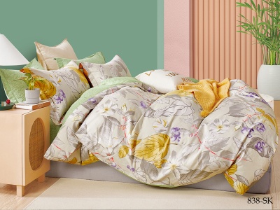 КПБ Cleo сатин набивной "Satin de Luxe" полуторный 150*210*1 160*230*1(±5) 50*70*2(±2) (16/838-SK, Листья, Мультиколор) КПБ Cleo сатин набивной "Satin de Luxe" полуторный 150*210*1 160*230*1(±5) 50*70*2(±2) (16/838-SK, Листья, Мультиколор)
