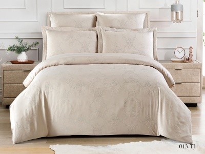 КПБ Cleo "Tencel Jacquard" двуспальный 180*210 230*250*1(±5) 50*70+5*2(±2) 70*70*2(±2) (21/013-TJ, Узоры, Бежевый)