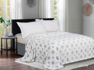 Плед CL HOME "BAMBOO" 260гр полуторный 150*200 микрофибра 100% в атласной ленте (CH150/231-pb/LA, Узоры, Белый)