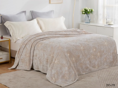 Ткань велсофт "Bamboo" 260 гр/м2 (285-pb, Цветы, Бежевый)