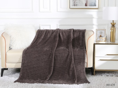 Плед Cleo "Orrizonte" велсофт полуторный 150*200 (150/011-OT, Полоска, Коричневый)