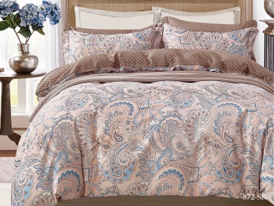 КПБ Cleo сатин набивной "Satin de Luxe" полуторный 150*210*1 160*230*1(±5) 70*70*2(±2) (15/872-SK, Узоры, Мультиколор)