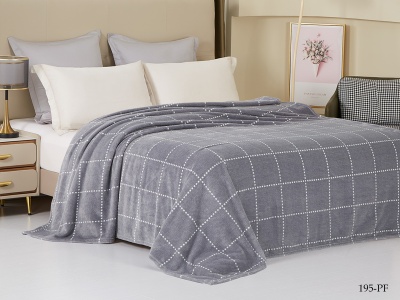 Плед Cleo "California" велсофт двуспальный 180*200 (180/195-pf, Клетка, Серый)
