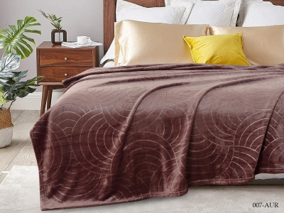 Плед Cleo "Aura" велсофт двуспальный 180*200 (CL180/007-AUR, Узоры, Коричневый)