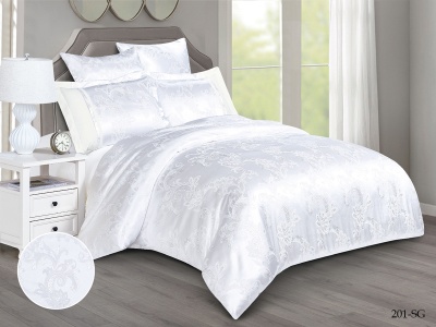 КПБ Cleo "Satin Jacquard" двуспальный 180*215*1 220*240*1(±5) 50*70+5*2(±2) 70*70*2(±2) (21/201-SG, Узоры, Белый)