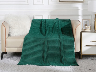 Плед Cleo "Orrizonte" велсофт полуторный 150*200 (150/113-OT, Полоска, Зеленый)