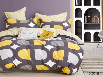 КПБ Cleo сатин набивной "Satin de Luxe" дуэт 150*210*2 230*250*1(±5) 50*70+5*2 70*70*2(±2) (41/0053-SK, Геометрия, Мультиколор)