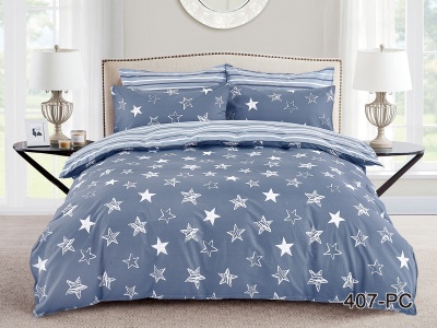 Ткань Поплин "Pure cotton" 120 ± 5 гр/м2 хлопок 100% (407-PC(B), Звезды, Голубой)