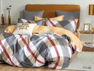 КПБ Cleo сатин набивной "Satin de Luxe" двуспальный 180*210*1 230*240*1(±5) 70*70*2(±2) (20/773-SK, Геометрия, Мультиколор)