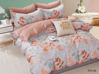 КПБ Cleo сатин набивной "Satin de Luxe" полуторный 150*210*1 160*230*1(±5) 70*70*2(±2) (15/870-SK, Растения, Мультиколор)