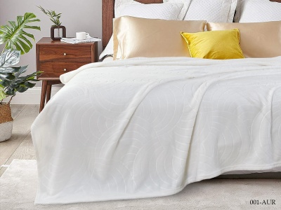 Плед CL HOME "Aura" велсофт полуторный 150*200 (150/001-AUR, Узоры, Белый)