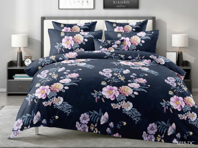 Ткань ПОЛИСАТИН 80 ± 5 гр/м2 (1018-DC(A), Цветы, Синий)