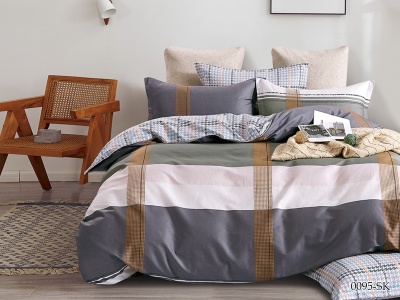 КПБ Cleo сатин набивной "Satin de Luxe" двуспальный 180*210*1 230*240*1(±5) 50*70*2(±2) (22/0095-SK, Клетка, Мультиколор)