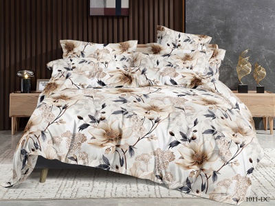 Ткань ПОЛИСАТИН 80 ± 5 гр/м2 (1011-DC(A), Цветы, Бежевый)