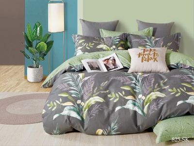 КПБ Cleo сатин набивной "Satin de Luxe" евро 200*220*1 230*250*1(±5) 50*70+5*2 70*70*2(±2) (31/825-SK, Растения, Мультиколор)