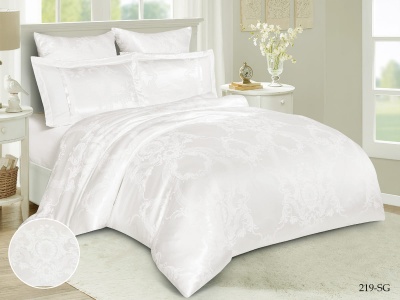 КПБ Cleo "Satin Jacquard" двуспальный 180*215*1 220*240*1(±5) 50*70+5*2(±2) 70*70*2(±2) (21/219-SG, Узоры, Белый)