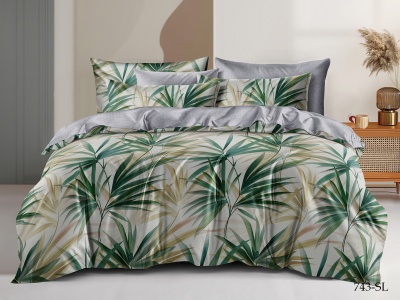 Ткань сатин набивной b-220 "Satin lux" 115 ± 5 гр/м2 (743-sl(B), Растения, Зеленый)