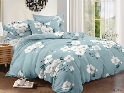 Ткань ПОЛИСАТИН 90 ± 5 гр/м2 (050-AC(A), Цветы, Голубой) Ткань ПОЛИСАТИН 90 ± 5 гр/м2 (050-AC(A), Цветы, Голубой)