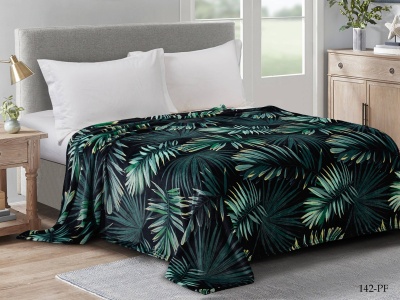 Плед Cleo "California" велсофт полуторный 150*200 (150/142-pf, Листья, Зеленый)