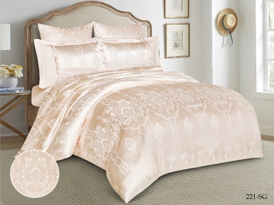 КПБ Cleo "Satin Jacquard" двуспальный 180*215*1 220*240*1(±5) 50*70+5*2(±2) 70*70*2(±2) (21/221-SG, Узоры, Бежевый)