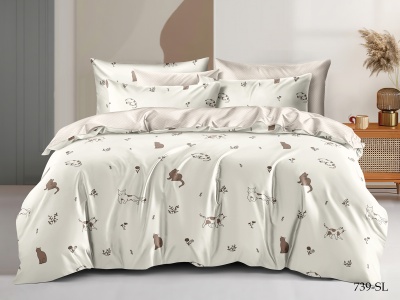 КПБ Cleo сатин набивной "Satin Lux" полуторный 145*215*1 150*220*1(±5) 70*70*2(±2) (CL15/739-SL, Животные, Бежевый) КПБ Cleo сатин набивной "Satin Lux" полуторный 145*215*1 150*220*1(±5) 70*70*2(±2) (CL15/739-SL, Животные, Бежевый)