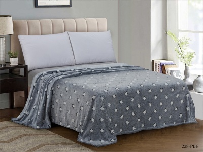 Плед CL HOME "BAMBOO"  полуторный 150*200 микрофибра 100% в атласной ленте (150/228-pbe/LA, Звезды, Серый)