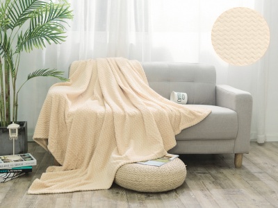 Плед Cleo "Royal plush" велсофт полуторный 150*200 (150/022-RP, Зиг-заг, Бежевый) Плед Cleo "Royal plush" велсофт полуторный 150*200 (150/022-RP, Зиг-заг, Бежевый)