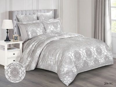 КПБ Cleo "Satin Jacquard" евро 200*220*1 230*250*1(±5) 50*70+5*2(±2) 70*70*2(±2)  (31/206-SG, Узоры, Серый)