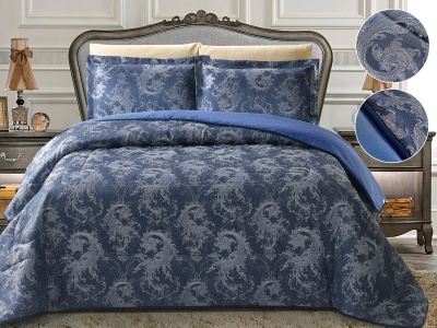 Покрывало Cleo "VERMONT" 220*240 50*70+5*2 (220/008-VR, Узоры, Синий)