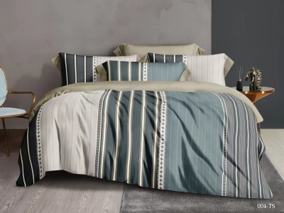 КПБ Cleo тенсель "Soft Tencel" полуторный 150*210*1 160*230*1(±5) 50*70+8*2 (16/004-TS, Полоска, Мультиколор)