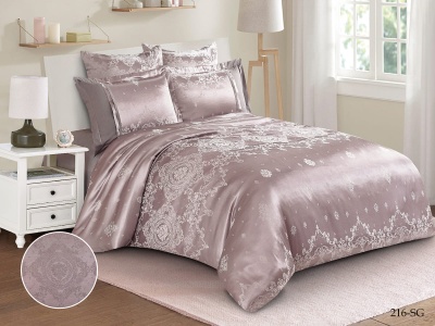 КПБ Cleo "Satin Jacquard" двуспальный 180*215*1 220*240*1(±5) 50*70+5*2(±2) 70*70*2(±2) (21/216-SG, Узоры, Бежевый)