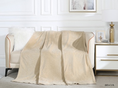 Плед CL HOME "COLETTA" велсофт двуспальный 180*200 в атласной ленте  (180/003-COL/LA, Оригинальное, Кремовый)