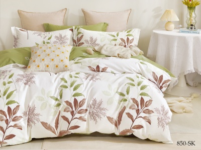 КПБ Cleo сатин набивной "Satin de Luxe" дуэт 150*210*2 230*250*1(±5) 50*70+5*2 70*70*2(±2) (41/850-SK, Растения, Мультиколор)