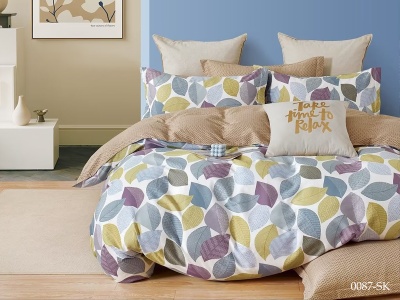 КПБ Cleo сатин набивной "Satin de Luxe" полуторный 150*210*1 160*230*1(±5) 70*70*2(±2) (15/0087-SK, Листья, Мультиколор) КПБ Cleo сатин набивной "Satin de Luxe" полуторный 150*210*1 160*230*1(±5) 70*70*2(±2) (15/0087-SK, Листья, Мультиколор)