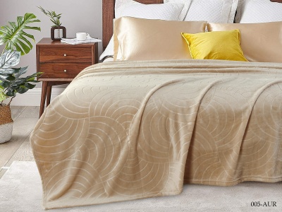 Плед CL HOME "Aura" велсофт полуторный 150*200 (150/005-AUR, Узоры, Кремовый)