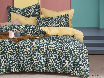 КПБ Cleo сатин набивной "Satin euro max" двуспальный 175*215*1 200*220*1(±5) 50*70*2(±2) (22/619-SLL, Цветы, Мультиколор)