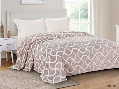 Плед Cleo "BAMBOO"  полуторный 150*200 микрофибра 100% в атласной ленте (CL150/268-pbe/LA, Узоры, Коричневый)