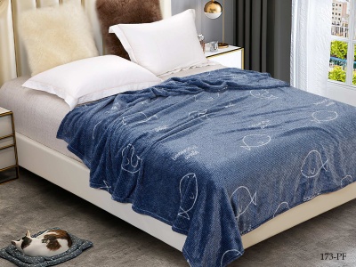 Плед Cleo "California" велсофт двуспальный 180*200 (180/173-pf, Морской, Синий)