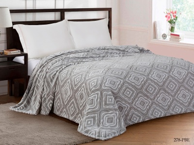 Плед CL HOME "BAMBOO"  двуспальный 180*200 микрофибра 100% в атласной ленте (180/278-pbe/LA, Орнамент, Серый)