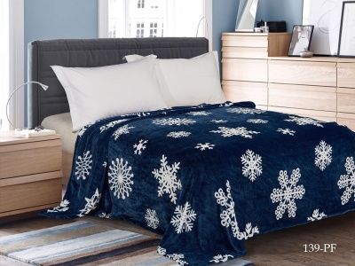 Плед Cleo "California" велсофт двуспальный 180*200 (180/139-pf, Узоры, Синий)