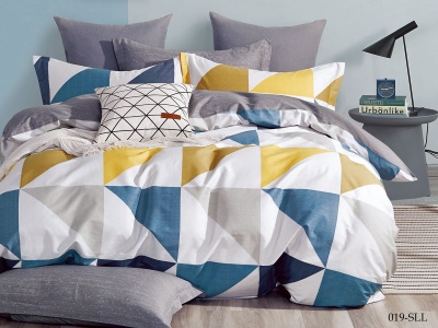 КПБ Cleo сатин набивной "Satin euro max" двуспальный 175*215*1 200*220*1(±5) 50*70*2(±2) (22/019-SLL, Геометрия, Мультиколор)