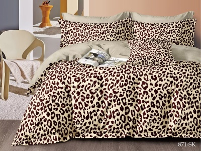 КПБ Cleo сатин набивной "Satin de Luxe" полуторный 150*210*1 160*230*1(±5) 70*70*2(±2) (15/871-SK, Оригинальное, Бежевый)