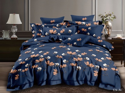 КПБ CL HOME полисатин "Art Color" двуспальный 175*215*1 200*220*1(±5) 70*70*2(±2) в ПВХ  (20/124-AC/CL, Цветы, Синий)