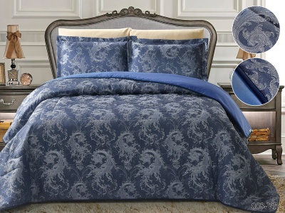 Покрывало Cleo "VERMONT" 220*240 50*70+5*2 в сумке (220/008-VRu, Узоры, Синий)