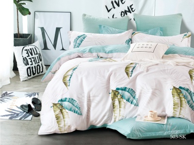 КПБ Cleo сатин набивной "Satin de Luxe" полуторный 150*210*1 160*230*1(±5) 70*70*2(±2) (15/503-SK, Оригинальное, Белый)