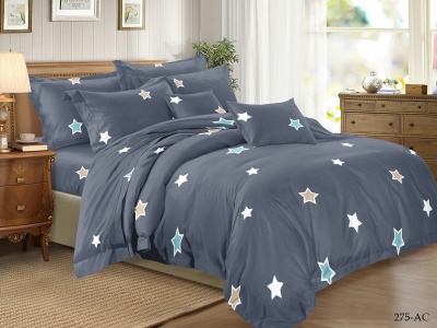 КПБ Cleo полисатин "Art Color" дуэт 145*215*2 220*240*1(±5) 50*70*2(±2) 70*70*2(±2) (41/275-AC, Звезды, Синий)