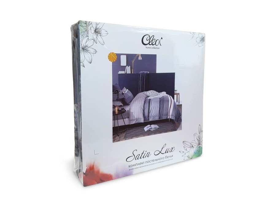 КПБ Cleo сатин набивной "Satin Lux" полуторный 145*215*1 150*220*1(±5) 70*70*2(±2) (15/041-SL, Оригинальное, Мультиколор)