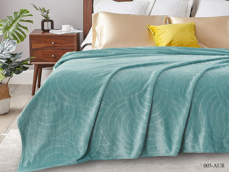 Плед Cleo "Aura" велсофт полуторный 150*200 (CL150/003-AUR, Узоры, Зеленый)