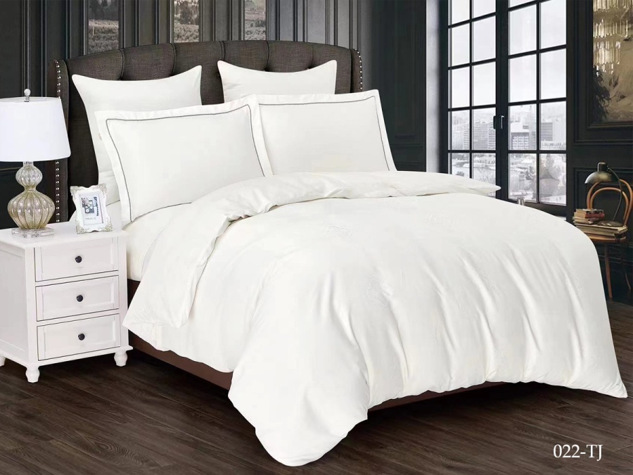КПБ Cleo "Tencel Jacquard" двуспальный 180*210 230*250*1(±5) 50*70+5*2(±2) 70*70*2(±2) (21/022-TJ, Узоры, Молочный)