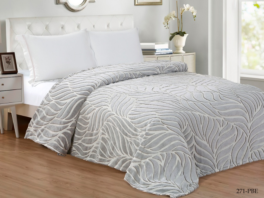 Плед CL HOME "BAMBOO"  полуторный 150*200 микрофибра 100% в атласной ленте (150/271-pbe/LA, Узоры, Серый)